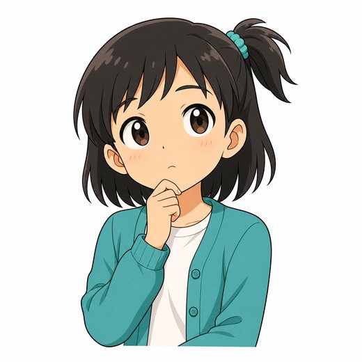 Illustration of Mio (girl in green cardigan)