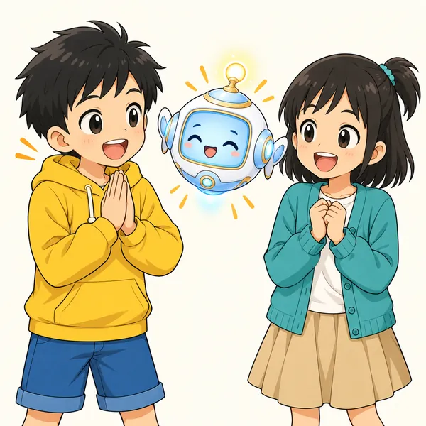 ハルがおだやかな顔でアイに向かい、手を合わせて感謝している