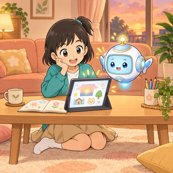 ミオが、日記をAIに書いてもらおうとしている。