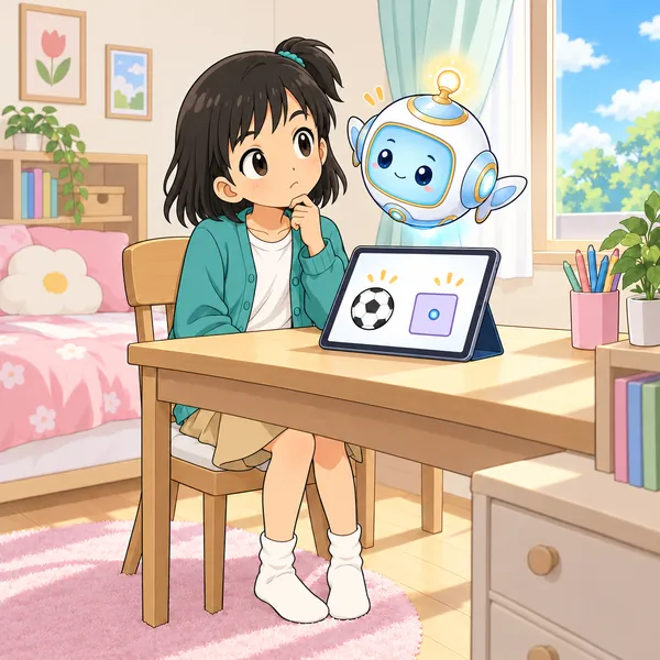 ミオが手を止めて考えている。