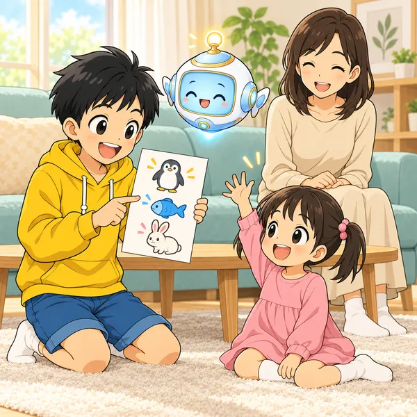 ハルが、確かめたクイズを妹に出して、妹が手をあげている。