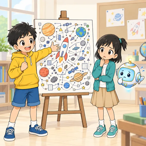 ハルが自分の好きな作品を発表しているが、内容がむずかしく、聞き手が困っている