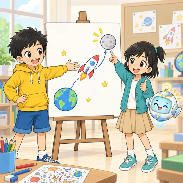 ハルが説明をやさしく作り直し、聞き手が笑顔で理解している