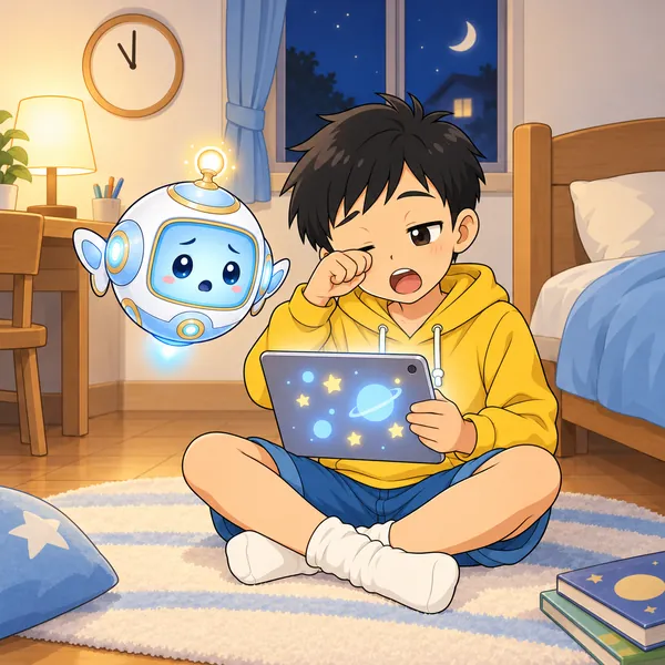 ハルが、目をこすりながらまだ画面を見ている。
