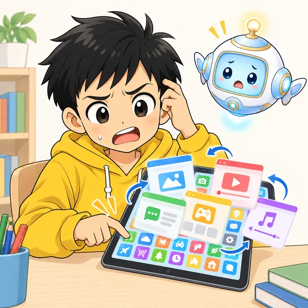 ハルがどのアプリで何をしていたか分からなくなり、開いては閉じをくり返している