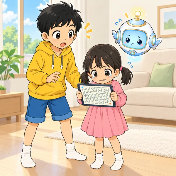 妹が泣きそうな顔をして、ハルがおどろいている。