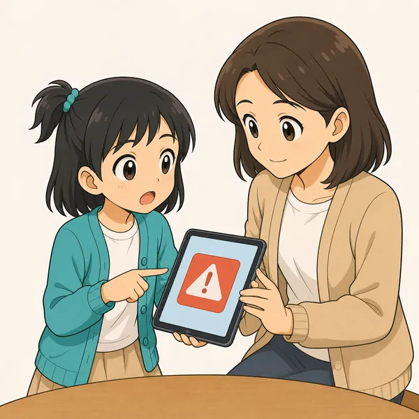 4コマ「あやしいメッセージ」の3コマ目