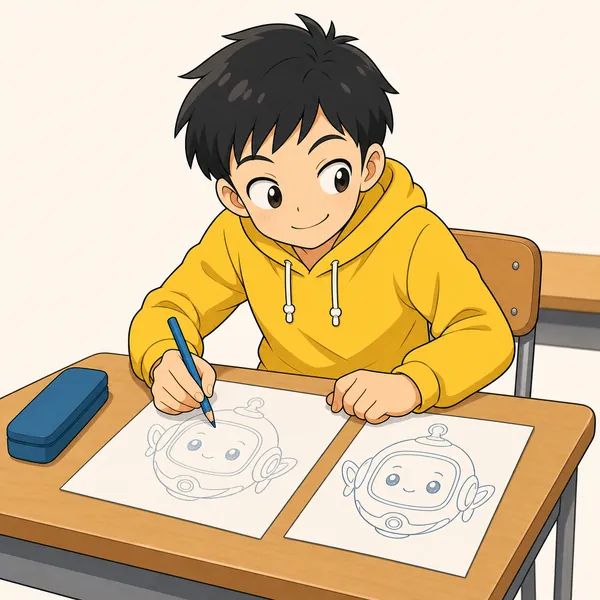 4コマ「人の作品はコピーしない」の1コマ目