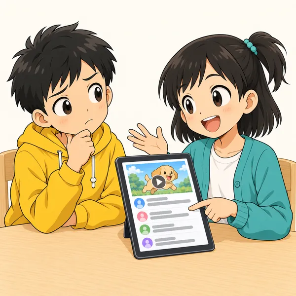 ミオがそのコメントの内容を、事実として友だちに話そうとしている