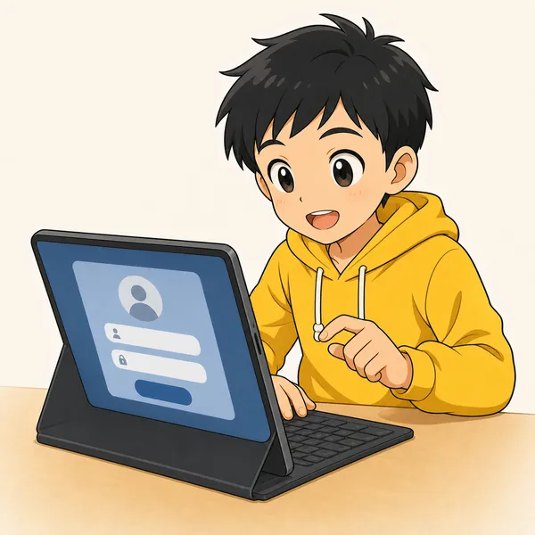 4コマ「だましサイトは 見た目でわからない」の1コマ目