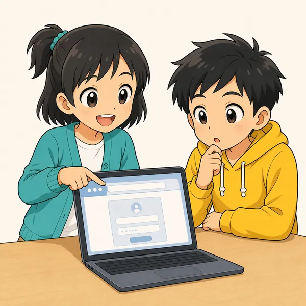 4コマ「だましサイトは 見た目でわからない」の3コマ目