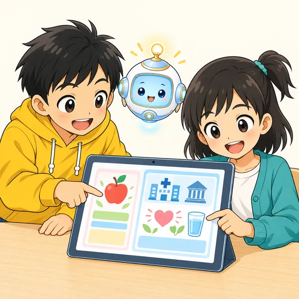 アイが浮かび、ミオが別のページを開くと、病院や役所の名前がはっきり書かれている