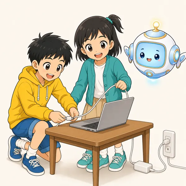 4コマ「機器を大切に」の3コマ目