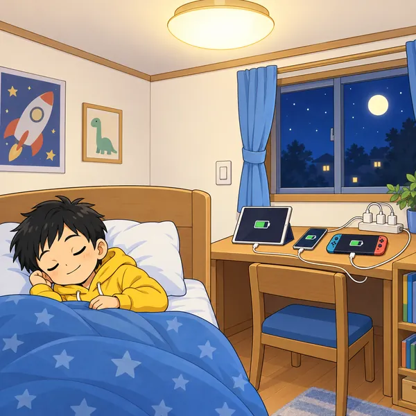 夜のハルの部屋。ハルはベッドで眠っている