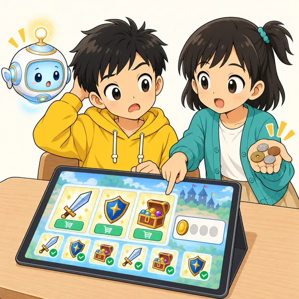 ミオが、それは円だといくらになるのかとたずねている