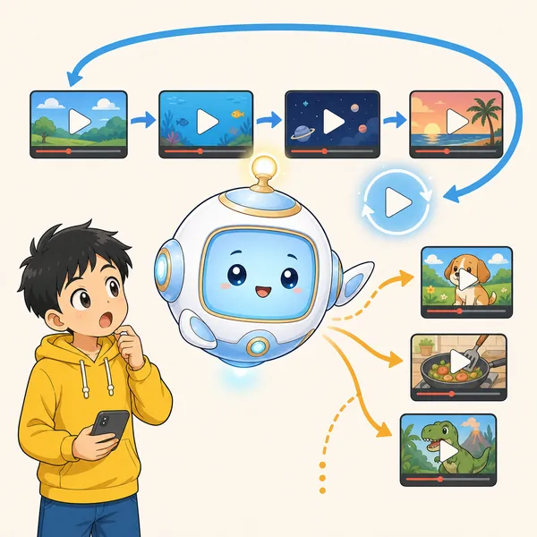 4コマ「動画・ショートは 時間を決めて」の2コマ目