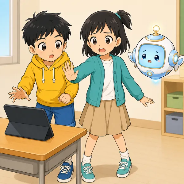 ミオがあわてて手で制止し、心配そうにハルに話しかけている