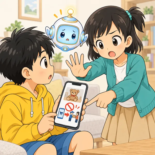 ミオが、それはアプリの外に出る話だと気づいて止めている