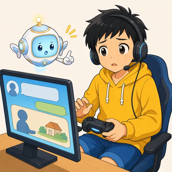 4コマ「ゲームのフレンド、どうする?」の2コマ目
