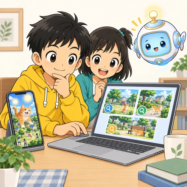 ハルが、同じできごとをほかの場所でも確かめようと調べはじめている