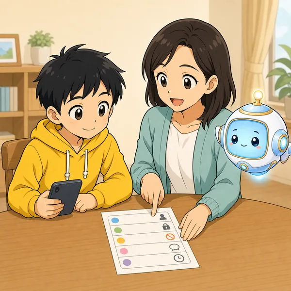 4コマ「グループチャットのやくそく」の3コマ目