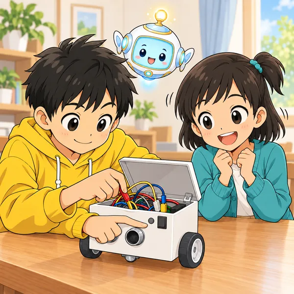 ハルが電源ランプが消えたのを指さして確かめてから、配線をつなぎかえている。