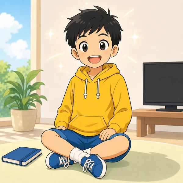 4コマ「画面から 離れる時間も 強さ」の4コマ目