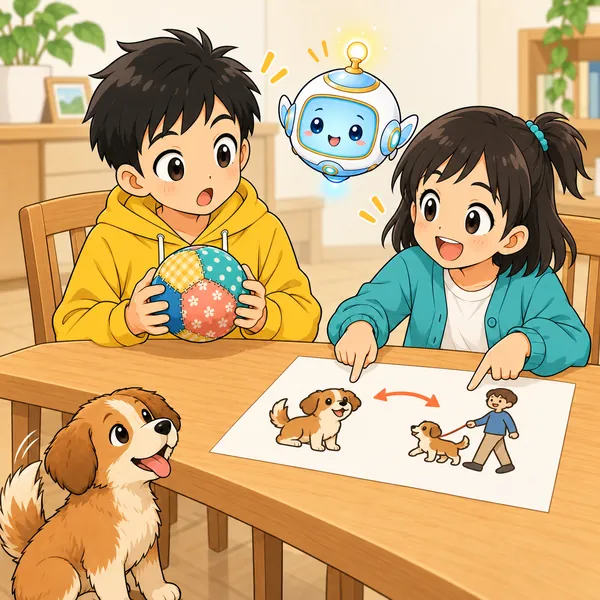 ミオが、お金を払うのは犬ではなく飼い主だと笑って話している。
