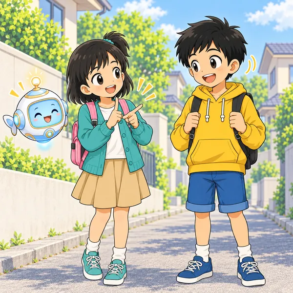 ミオが夜ごはんのあとに返すと伝え、ハルがうなずいている。