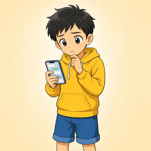 4コマ「変なメッセージには 返事しない」の1コマ目