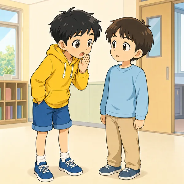 別の場面で、ハルがつい他の子にその秘密を話したくなり、口を開きかけてうずうずした表情