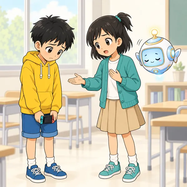 ミオがハルにやさしく、でもはっきりと話している