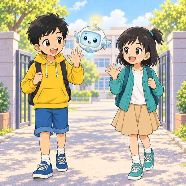 次の朝。ハルが元気にミオへあいさつして、いつもどおり話している