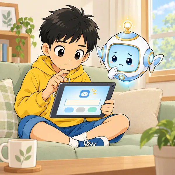 ハルが「ひとり」と返事を打とうとして、指を止めて考えている。