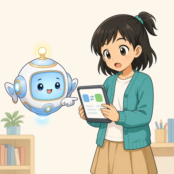 4コマ「AIで世界とつながる」の2コマ目
