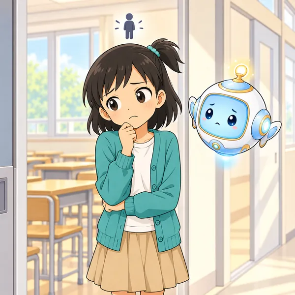 ミオが、ここにいないとひとりになるかなと考えこんでいる。
