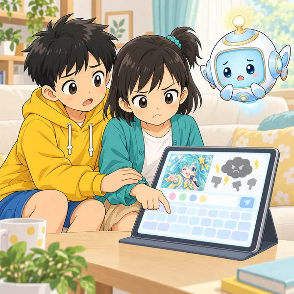 ミオが言い返そうとして、ハルがそっと手を止めている。