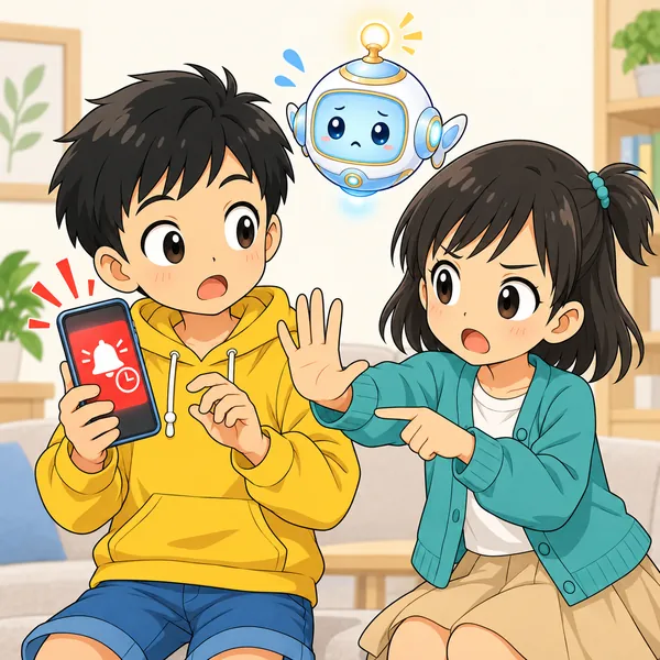ミオが、急がせてくる話はあやしいと伝えている