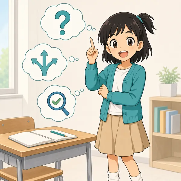 4コマ「点数より 考える力」の3コマ目
