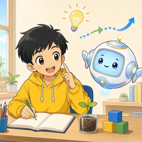 4コマ「点数より 考える力」の4コマ目
