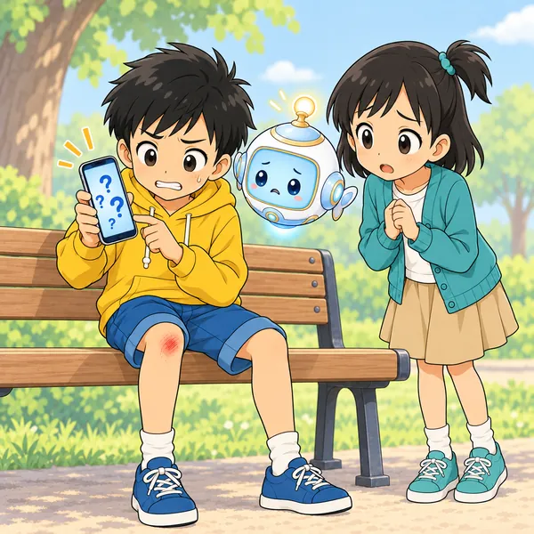 画面を見てますます不安そうなハルを、ミオが心配そうに見ている。