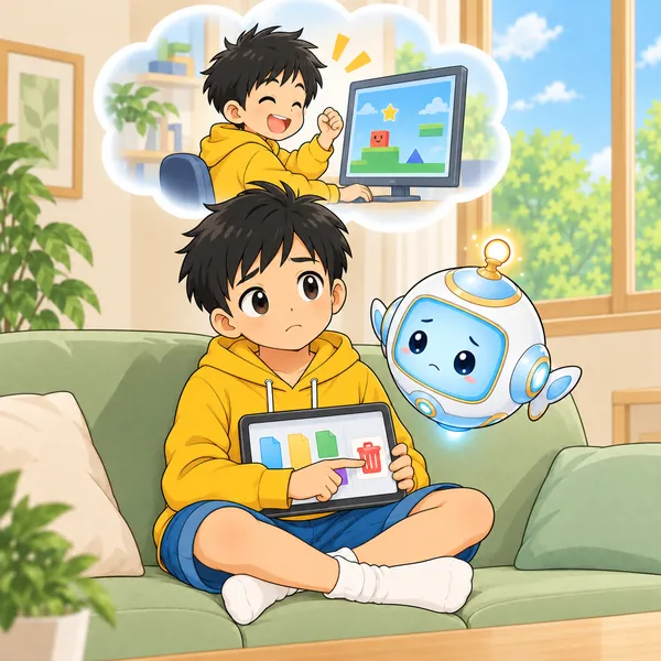 ハルが指を止めて、作っていたときを思い出している。