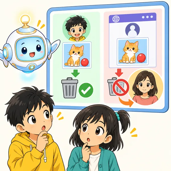 アイが、自分で消せるものと消せないものを分けて見せている