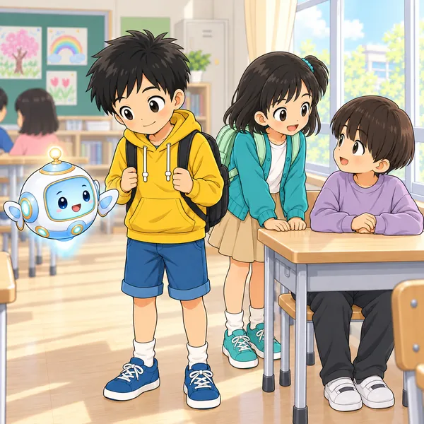 アイがそばで話しかけ、ハルがうなずいている