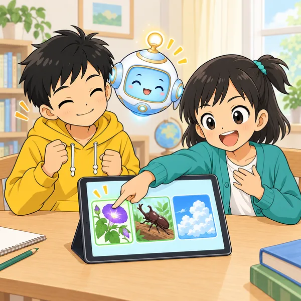 ミオが、自分がいちばんやってみたいことを指さして、はっきり言っている