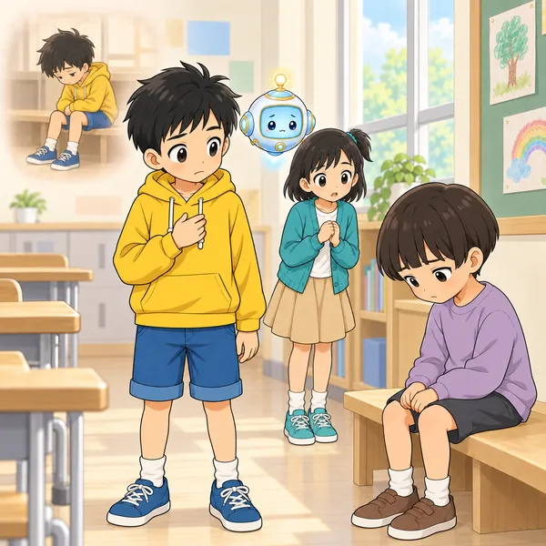 ハルが、以前の自分の姿を思い出して、その子を見ている