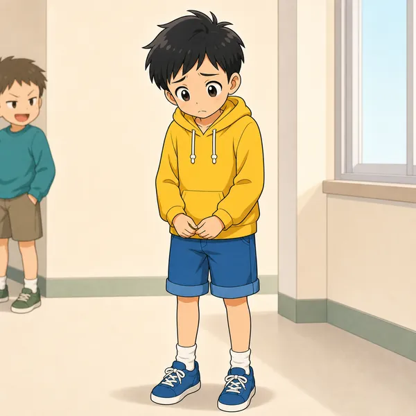 ハルは断りづらくて、こまった表情でうつむき、迷っている