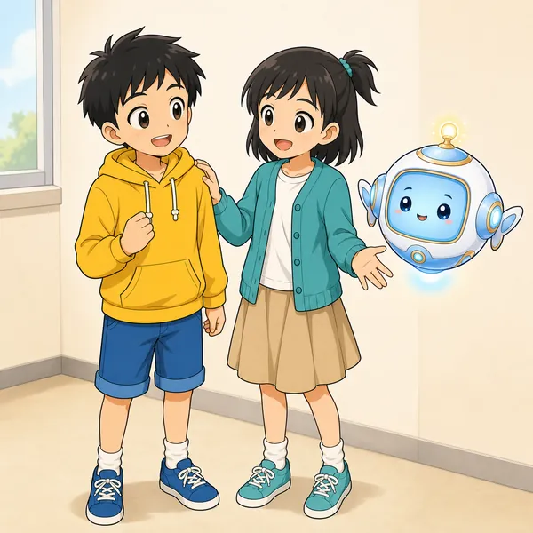 ミオとアイがハルのそばに来て、いやなら断っていいと、やさしく後押ししている
