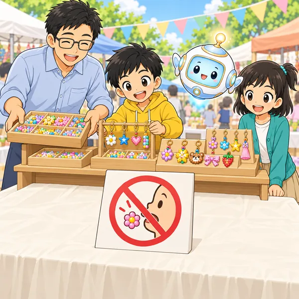 ハルが父と、品物を小さい子の手のとどかない所へうつしている。