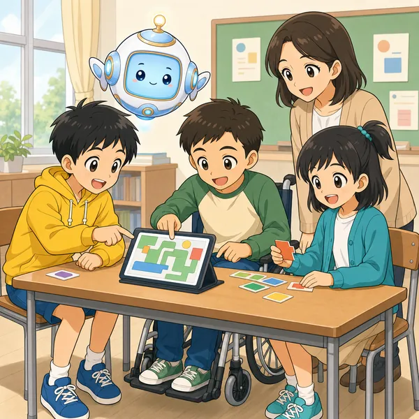 4コマ「みんなで一緒に学ぶ」の3コマ目